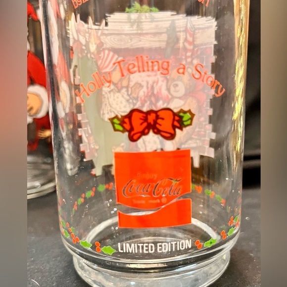 3 Coca Cola McCrory American Greeting Santa Reindeer Holly Glasses Christmas VTG - Picture 6 of 11